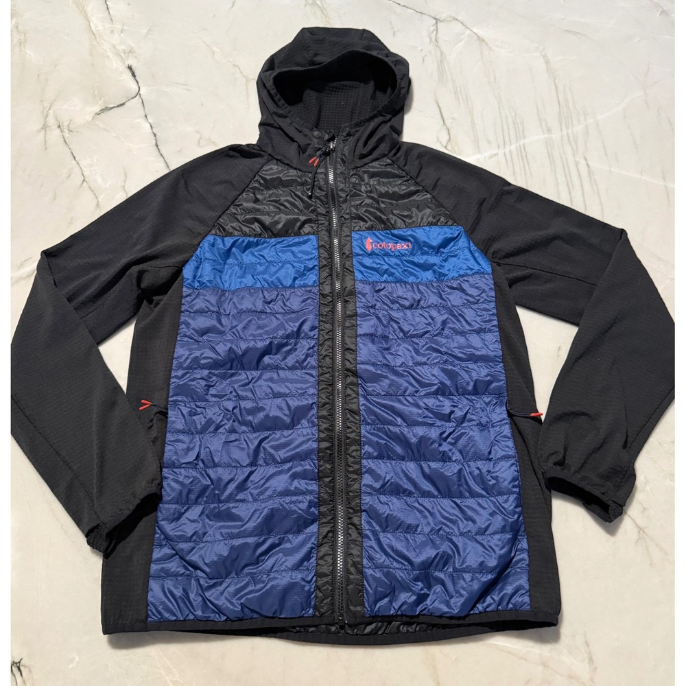 Cotopaxi Capa Hybrid Insulated Hooded Jacket Mens Large Black Blue Colorblock